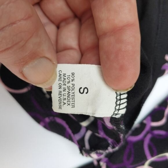 Briggs New York women's long-sleeve top circles black purple Small - Picture 5 of 6